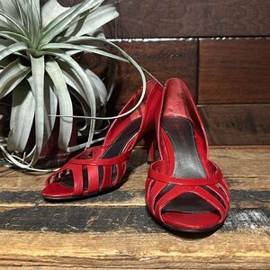 Enzo Angiolini Pointed Toe Red Leather High Heels
